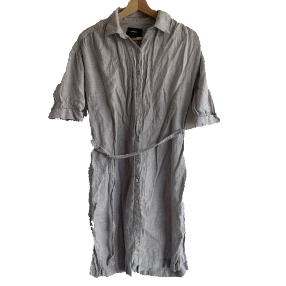 Tahari Linen Gray Shirt Dress Size XS